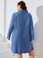 SHEIN LUNE Plus Size Women'S Denim Shirt Dress