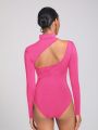 NEW FEMME E Turtle Neck Longsleeve Bodysuit With Cut Out