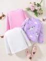 Little Girls' Casual Cute Printed Long Sleeve T-shirt, Spring And Autumn