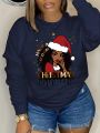 SHEIN Slayr Christmas Printed Loose Fit Long Sleeve Sweatshirt