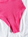 SHEIN Swim Basics Solid Color Sleeveless One Piece Swimsuit