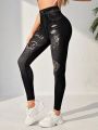 High Waist Cat & Letter Graphic Leggings