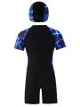 Tween Boy Swimwear For Older Children With Random Matching Hat/Print