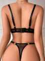 Sheer Mesh Intimate Lingerie With Circular Rings