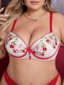 Large Size Embroidered Underwire Bra (Valentine'S Day)