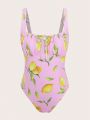 SHEIN Swim Mod Fruit Print One-Piece Swimsuit