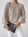 SHEIN Frenchy Cable Knit Lantern Sleeve Sweater