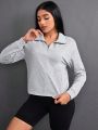 Daily&Casual Half Zip Drop Shoulder Sports Sweatshirt