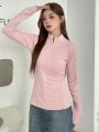 DAZY Women's Solid Color Raglan Sleeve T-shirt