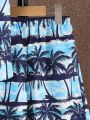 SHEIN Kids Nujoom Boys' Coconut Tree Printed Shirt And Shorts Set For Big Kids