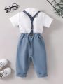 Baby Boys' Gentleman Short Sleeve Shirt And Casual Pants Set