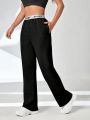 Women's Letter Print Side Stripe Jogger Pants