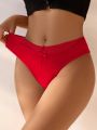 SHEIN Ladies' Solid Color Lace Thong Panties Set