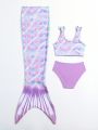 Little Girls' Mermaid Scale Printed Swimsuit Set