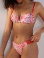 SHEIN Swim BohoFeel V-Neck Halter Paisley Print Bikini Swimwear Set