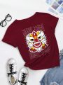 Plus Size Dragon And Chinese Characters Print T-shirt