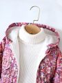 Baby Girl Allover Print Hooded Coat Without Sweater