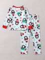 Young Boy Family Matching Penguin & Letter Graphic PJ Set
