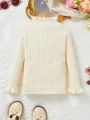 Baby Girls' Casual Comfortable Ruffled Half Turtleneck Sweater, Leaves Edgings & Cuffs Design, Fashionable & Versatile