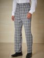 SHEIN Men Plus Plaid Print Slant Pocket Suit Pants