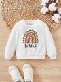 Baby Girl Leopard & Letter Graphic Sweatshirt