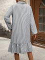 Women's Striped Dress With Ruffled Hem