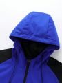 Men's Color Block Hooded Zip-Up Sports Jacket