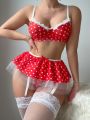 Women's Polka Dot Mesh Sexy Lingerie Set