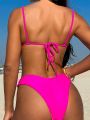 SHEIN Swim Mod Ladies' Color Block Swimsuit Set With 2 Wearing Ways