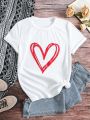 Heart Printed Short Sleeve T-Shirt