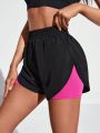 Daily&Casual Color-Block Elastic Waist Leisure Sports Shorts