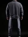 Daily&Casual Men's Half Zip Sport Polo Sweatshirt With Letter Print