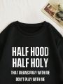 Plus Slogan Graphic Thermal Lined Sweatshirt