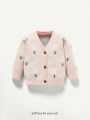 Cozy Cub Infant Baby Loose Fit Drop Shoulder Long Sleeve V-neck Cardigan With Sports Style