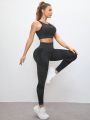 Yoga Trendy Women'S Seamless Vest And Leggings Sportswear Set