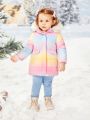 SHEIN Baby Girl Ombre Flap Detail Hooded Puffer Coat