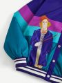 Willy Wonka and the Chocolate Factory X SHEIN Women's Character Printed Baseball Collar Jacket