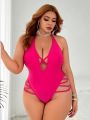 SHEIN Swim SXY Plus Size Monochrome Hollow Out One-Piece Swimsuit