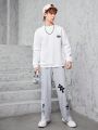 Teenage Boys' Simple And Fashionable Printed Gray Casual And Comfortable Sweatpants