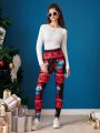 SHEIN X The Smurfs Cartoon & Christmas Print Leggings