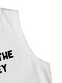 Shankara Women'S Slim Fit Round Neck Cropped Tank Top With Slogan Print