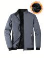 Manfinity Men's Zippered Fleece Padded Jacket