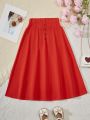 SHEIN Kids EVRYDAY Girls' Elastic Waist Umbrella Shaped Skirt