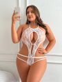 Classic Sexy Plus Size Women's Lace Halter Neck Open Back Sexy Jumpsuit For Wedding Season