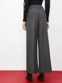 SHEIN BIZwear High Waist Slit Hem Suit Pants