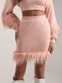 SIGLA KAYNAK Fuzzy Trim Bodycon Skirt