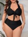 SHEIN Swim Classy Plus Size Solid Color Swimsuit Set