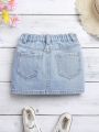 Girls' Embroidered Denim Skirt