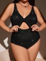 SHEIN Swim Basics Women'S Plus Size Hollow Out & Knot Design One Piece Swimsuit