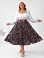 Leticiabaechtold Plus Size Women's Printed Pleated Skirt